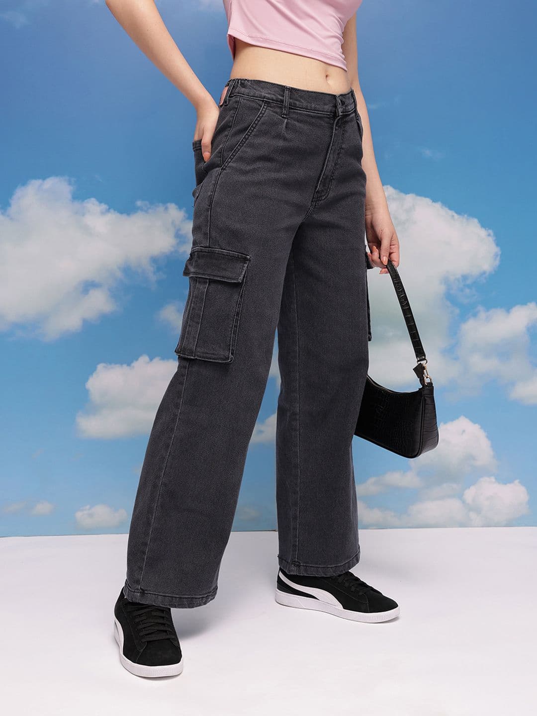 CORSICA Women Wide Leg Mid-Rise Stretchable Cargos - view 1