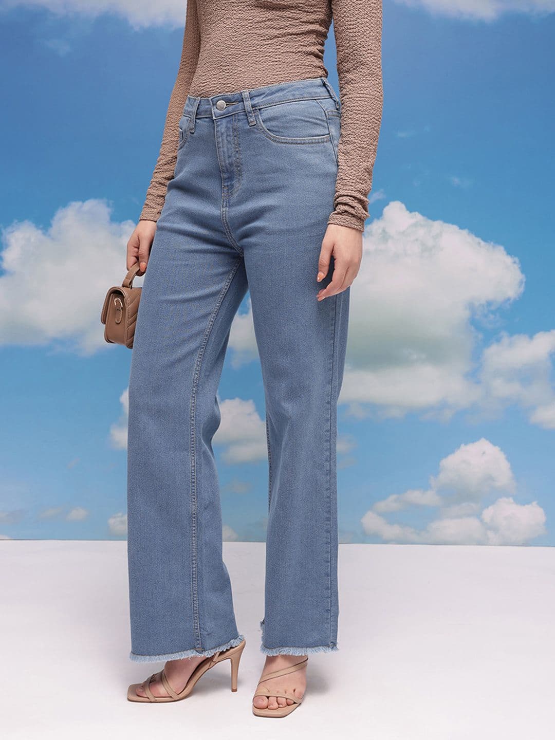 CORSICA Women Straight Fit Mid-Rise Stretchable Frayed Jeans - view 1