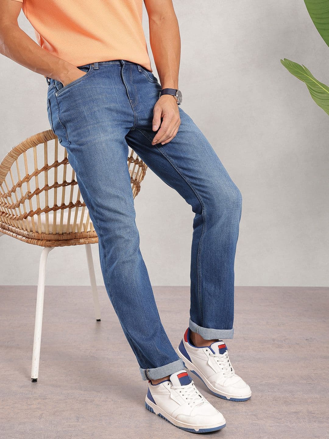 Nautica Men Straight Fit Mid-Rise Light Fade Stretchable Jeans - view 1