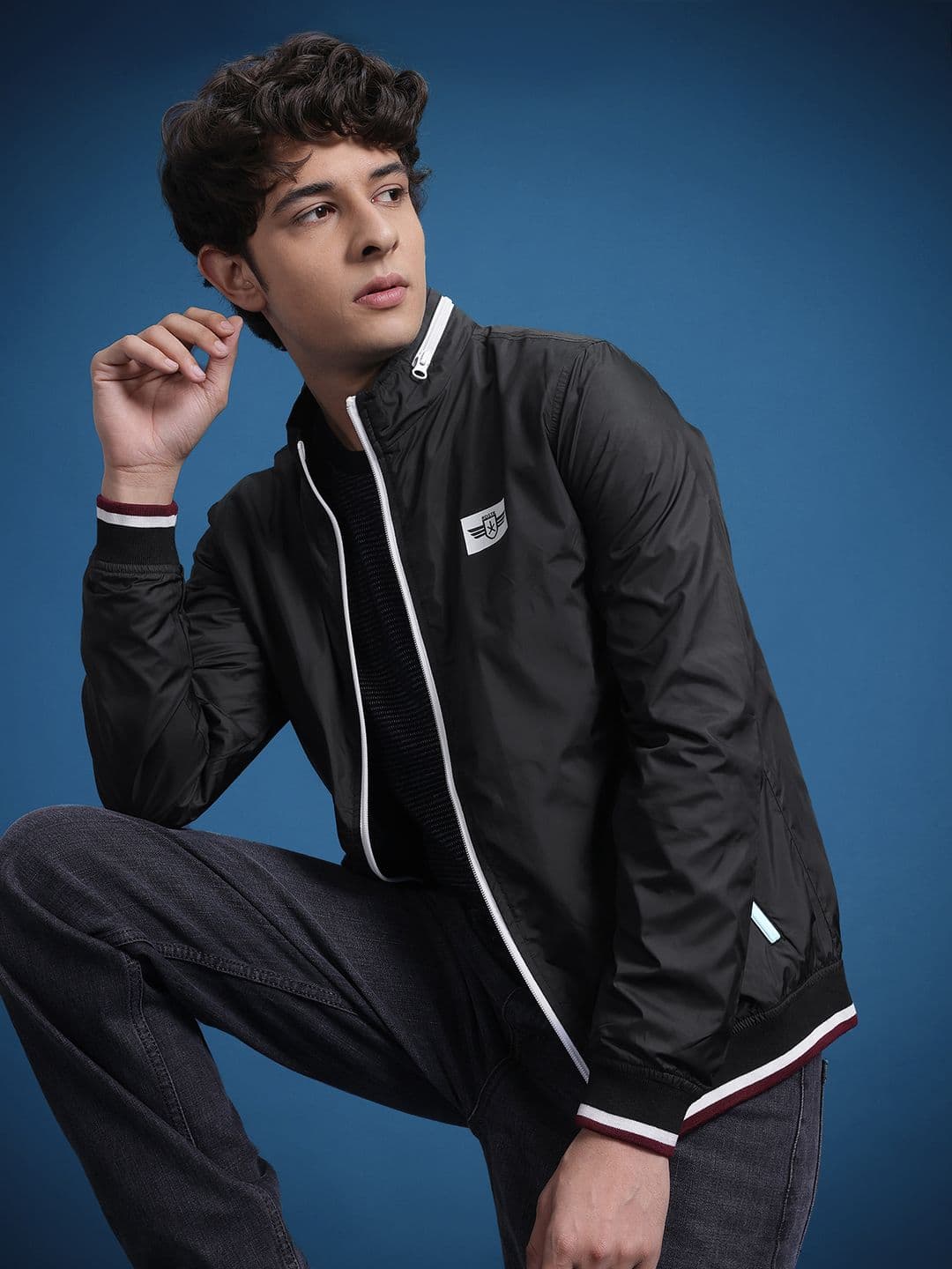 The Roadster Lifestyle Co. Solid Windcheater Jacket with Contrast Details