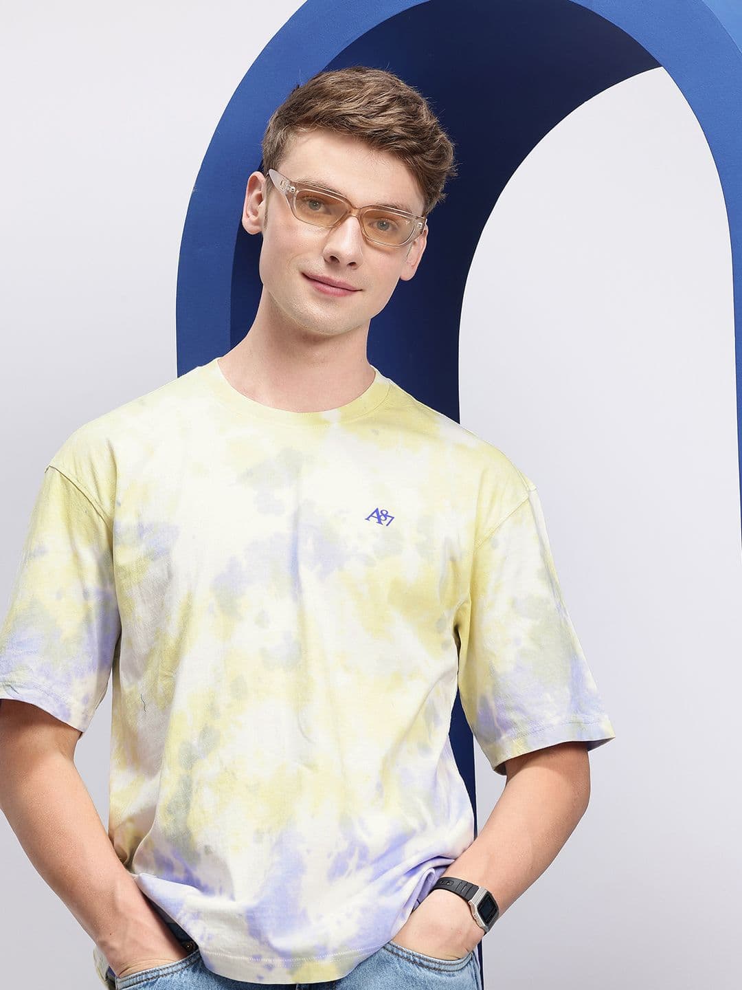 Aeropostale Tie and Dye Drop-Shoulder Sleeves Pure Cotton Relaxed Fit T-shirt - view 1