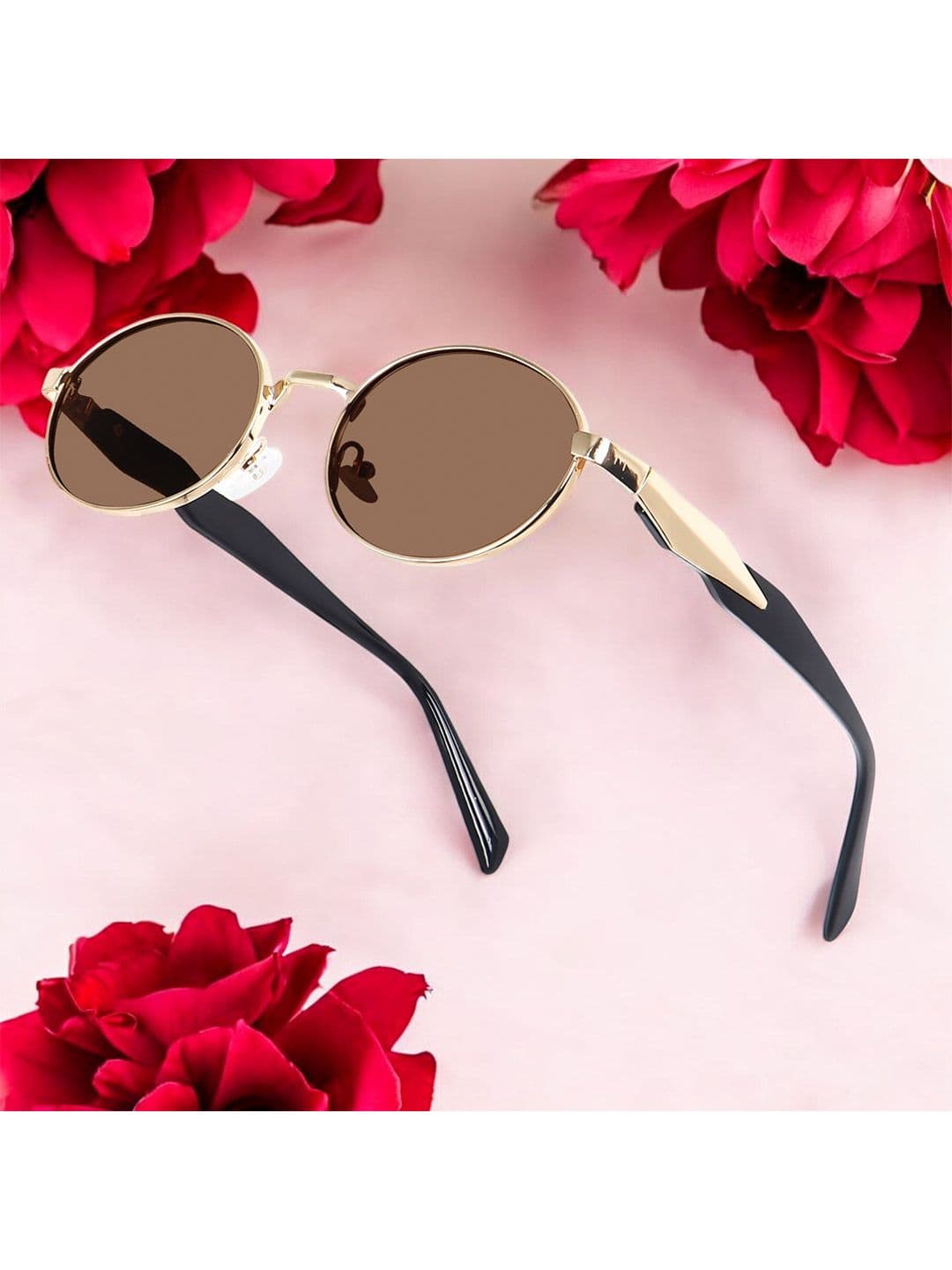 DressBerry Women Oval Sunglasses with UV Protected Lens PUSHPA gold brown - view 1