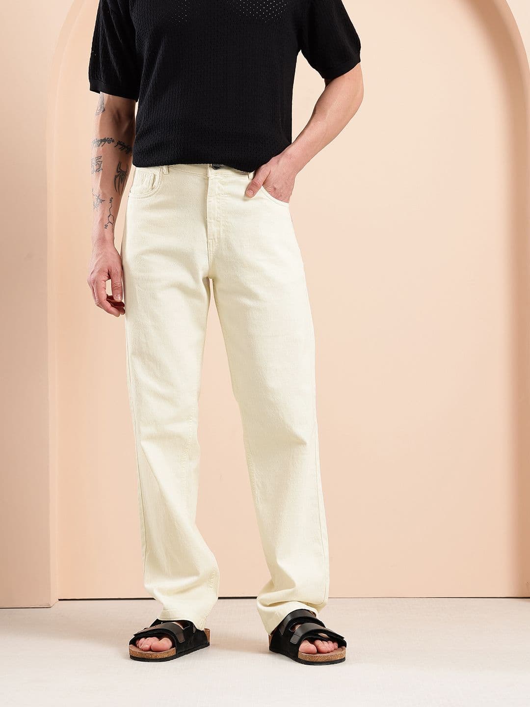 Mast & Harbour Men Straight Fit Mid-Rise Stretchable Jeans - view 1