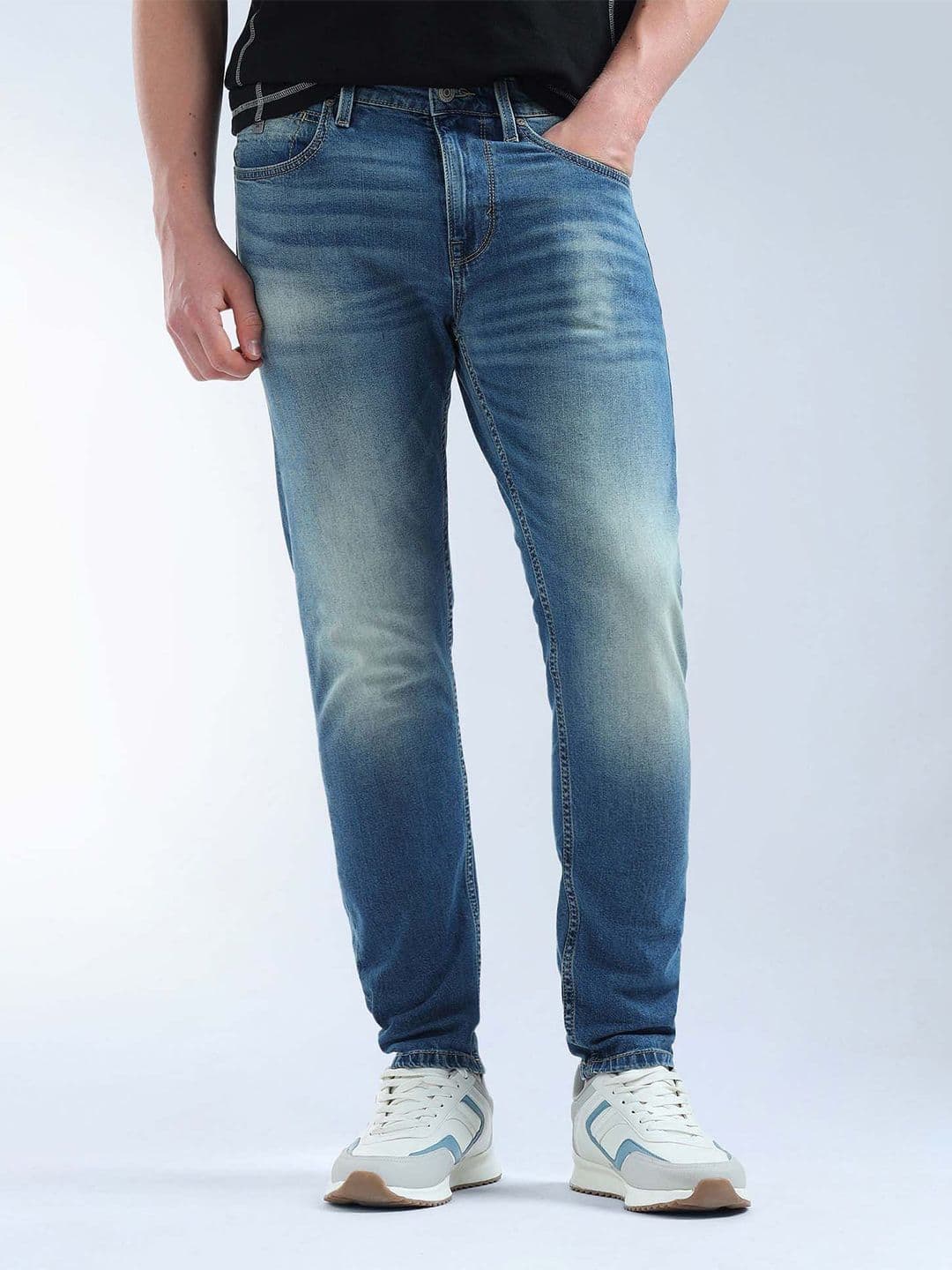 Flying Machine Slash Slim Tapered Fit Mid Rise Jeans - view 1