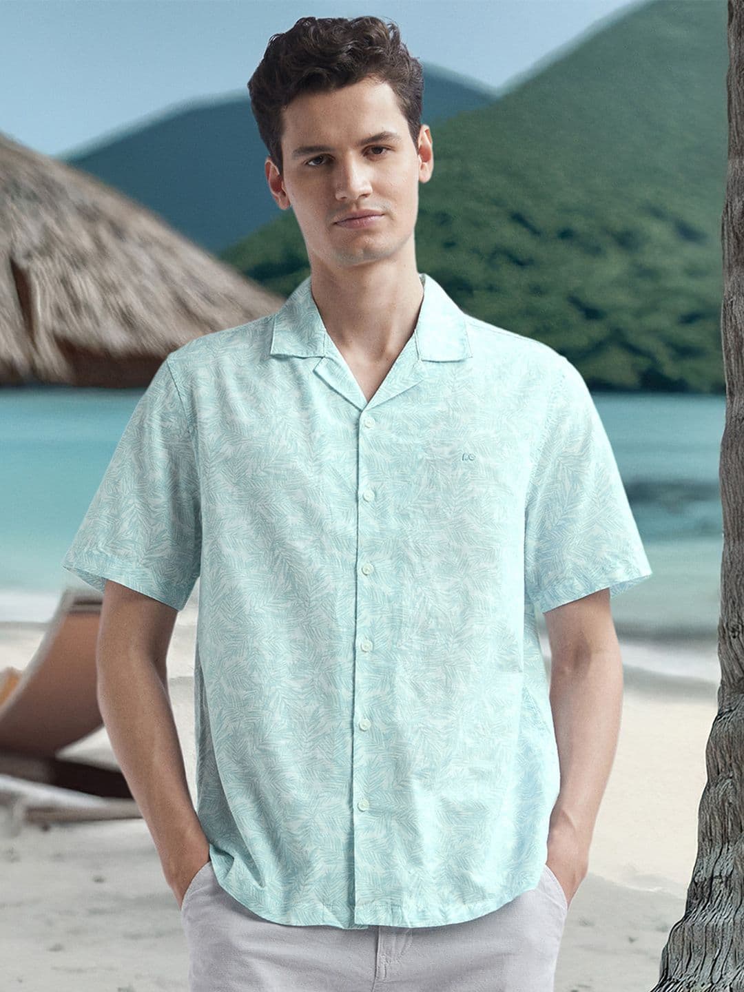 Peter England CasualsRegular fit printed half sleeve cuban collar shirt - view 1