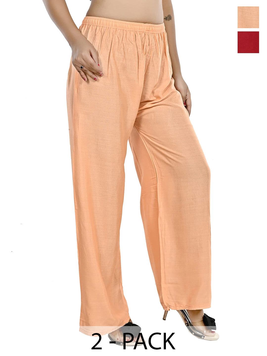 NarNari Women Pack Of 2 Straight-Fit Palazzos - view 1