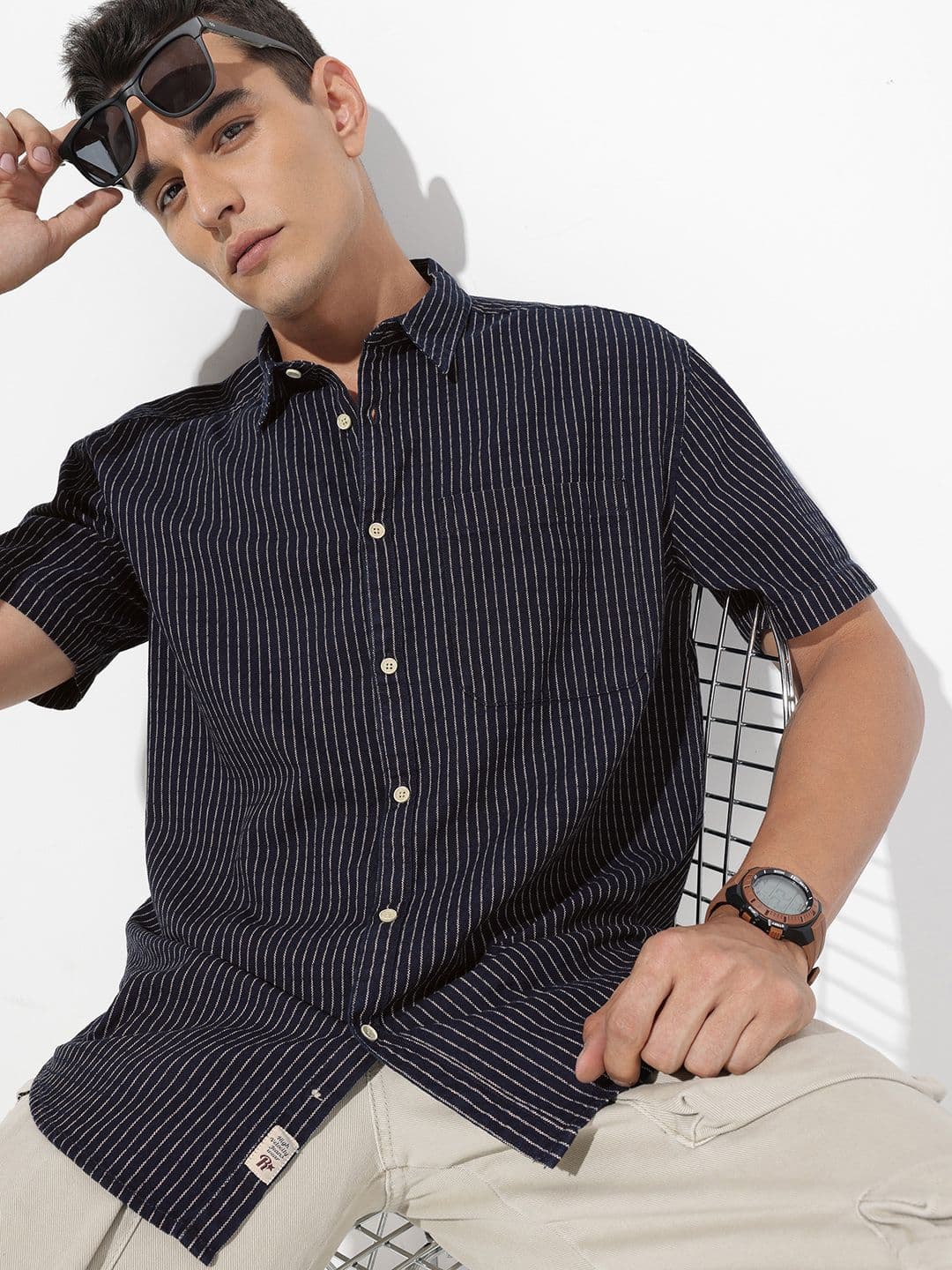 The Roadster Life Co. Denim Self Striped Relaxed Fit Casual Shirt - view 1