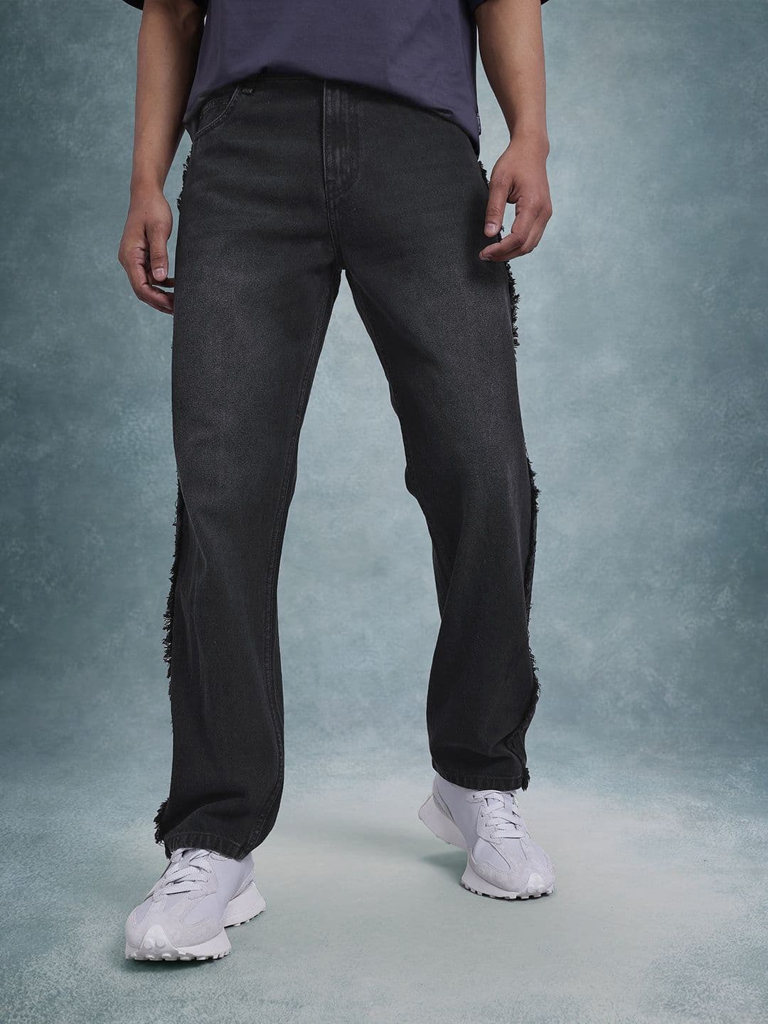 The Roadster Life Co. Men Mid-Rise Pure Cotton Light Fade Frayed Detail Straight Fit Jeans - view 1