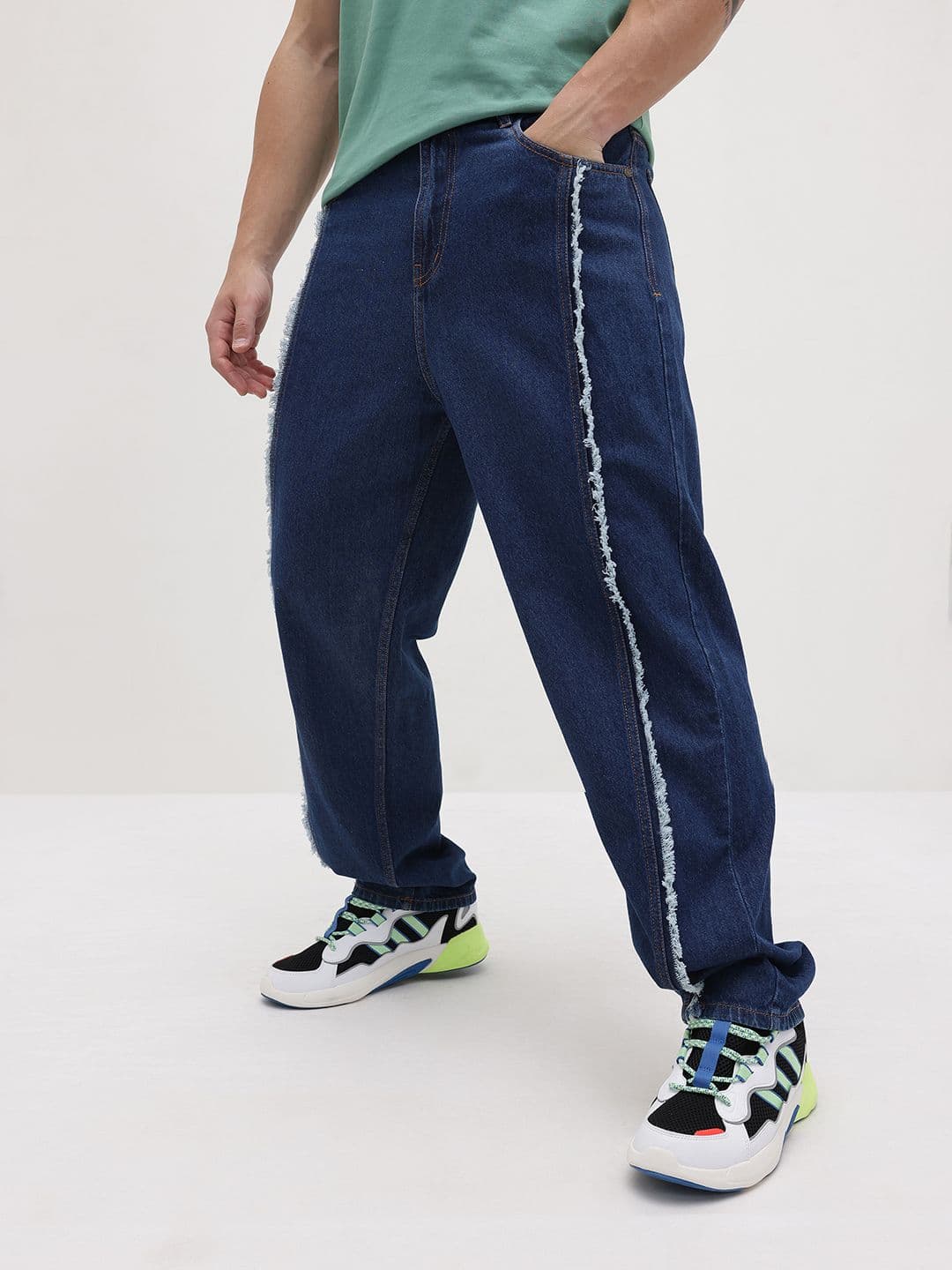 The Roadster Life Co. Men Frayed Mid-Rise Loose Fit Pure Cotton Jeans - view 1