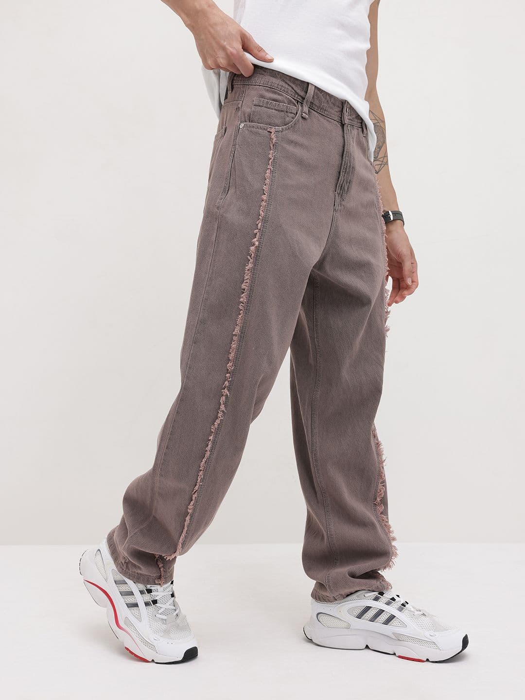 The Roadster Life Co. Men Frayed Mid-Rise Loose Fit Pure Cotton Jeans - view 1