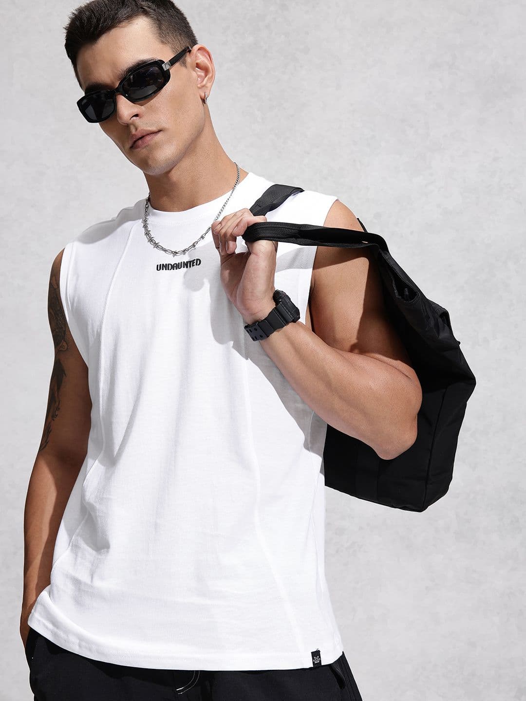 WROGN Sleeveless Pure Cotton Oversized T-shirt - view 1