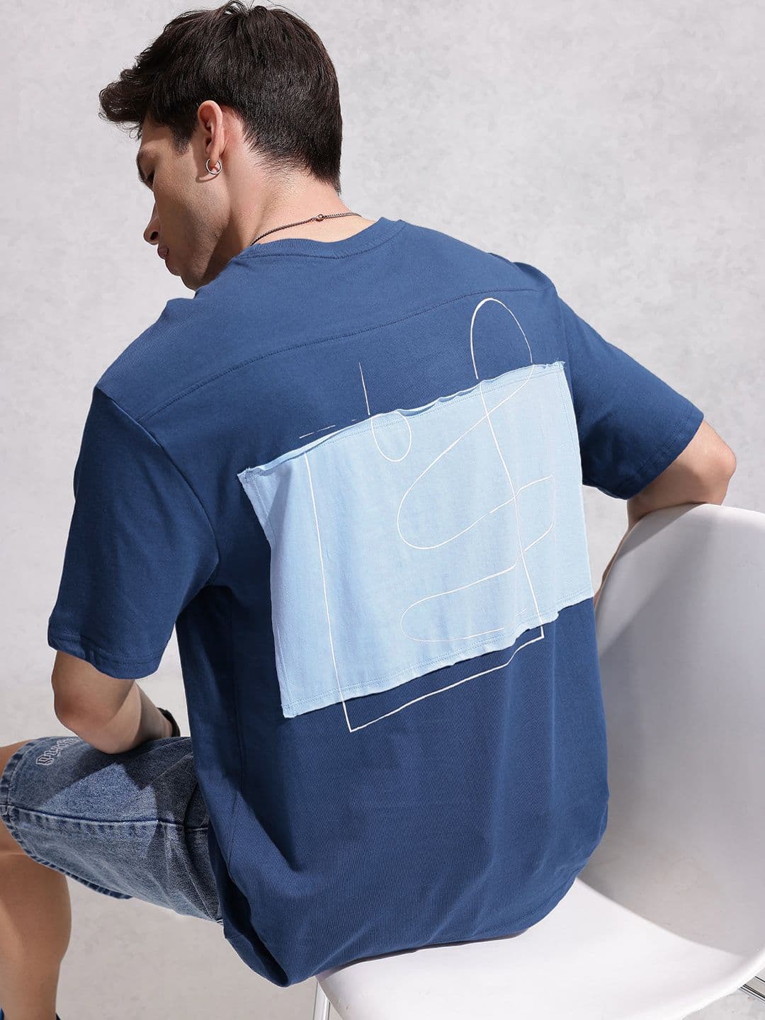 WROGN Colourblocked Drop-Shoulder Sleeves Pure Cotton Oversized T-shirt - view 1