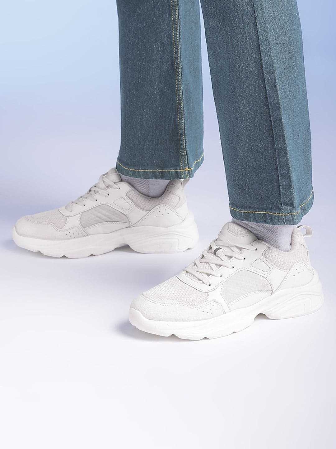 Mast & Harbour Women Self-Striped Woven Design Everyday Sneakers - view 1