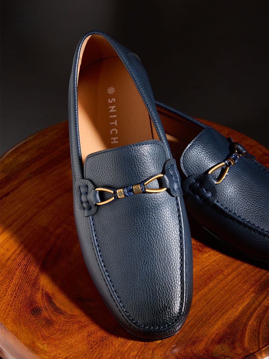 Snitch Men Blue Textured Loafers - view 1