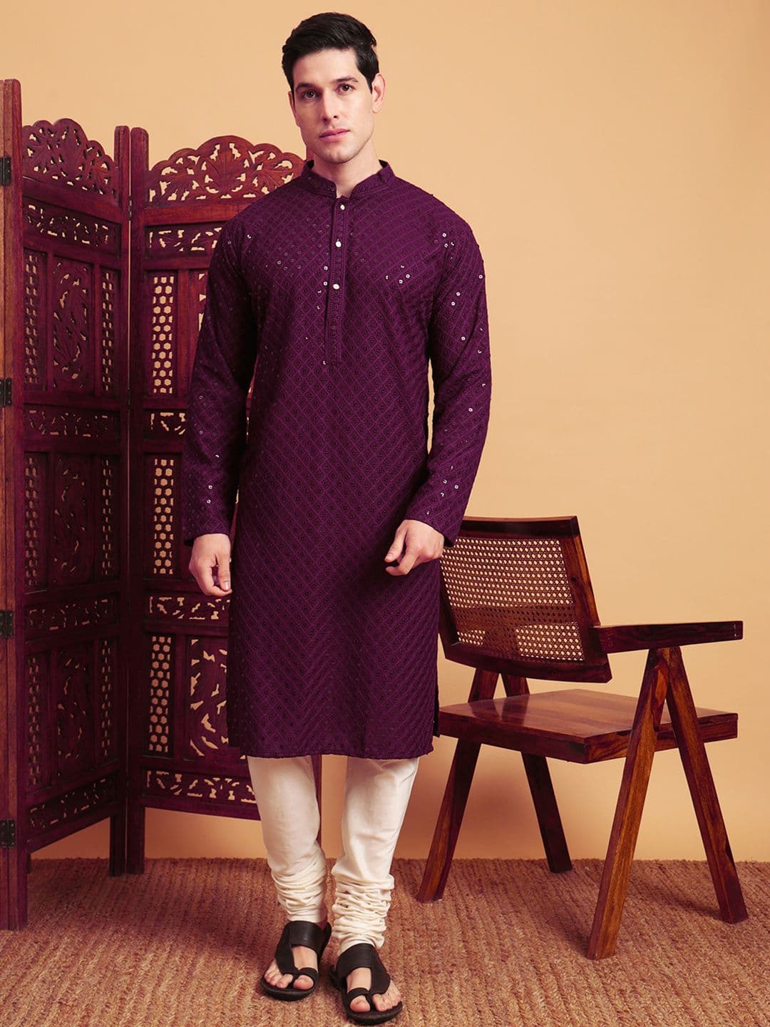 House of Pataudi Rayon Chikankari Embroidered Work Kurta - view 1