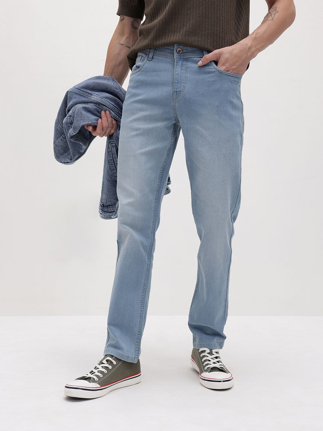 The Roadster Life Co. Men Slim Fit Mid-Rise Light Fade Stretchable Jeans - view 1