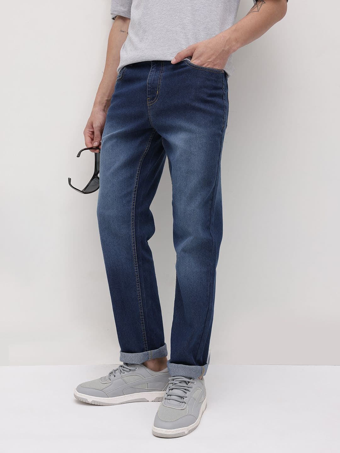 The Roadster Life Co. Men Slim Fit Mid-Rise Light Fade Stretchable Jeans - view 1