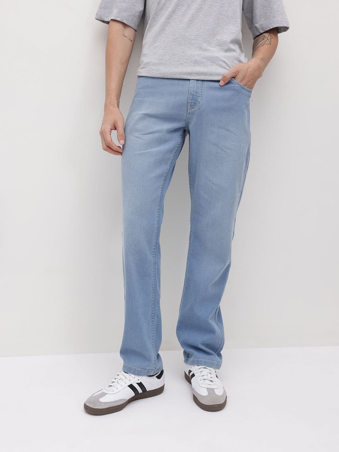 The Roadster Life Co. Men Slim Fit Mid-Rise Light Fade Stretchable Jeans - view 1