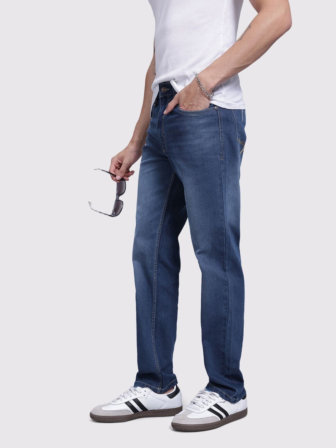 The Roadster Life Co. Men Regular Fit Mid-Rise Light Fade Stretchable Jeans - view 1