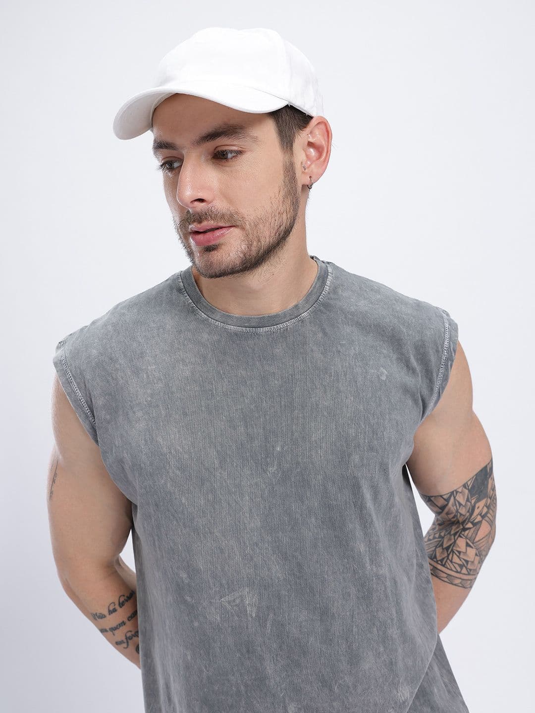glitchez Sleeveless Washed Oversized T-shirt