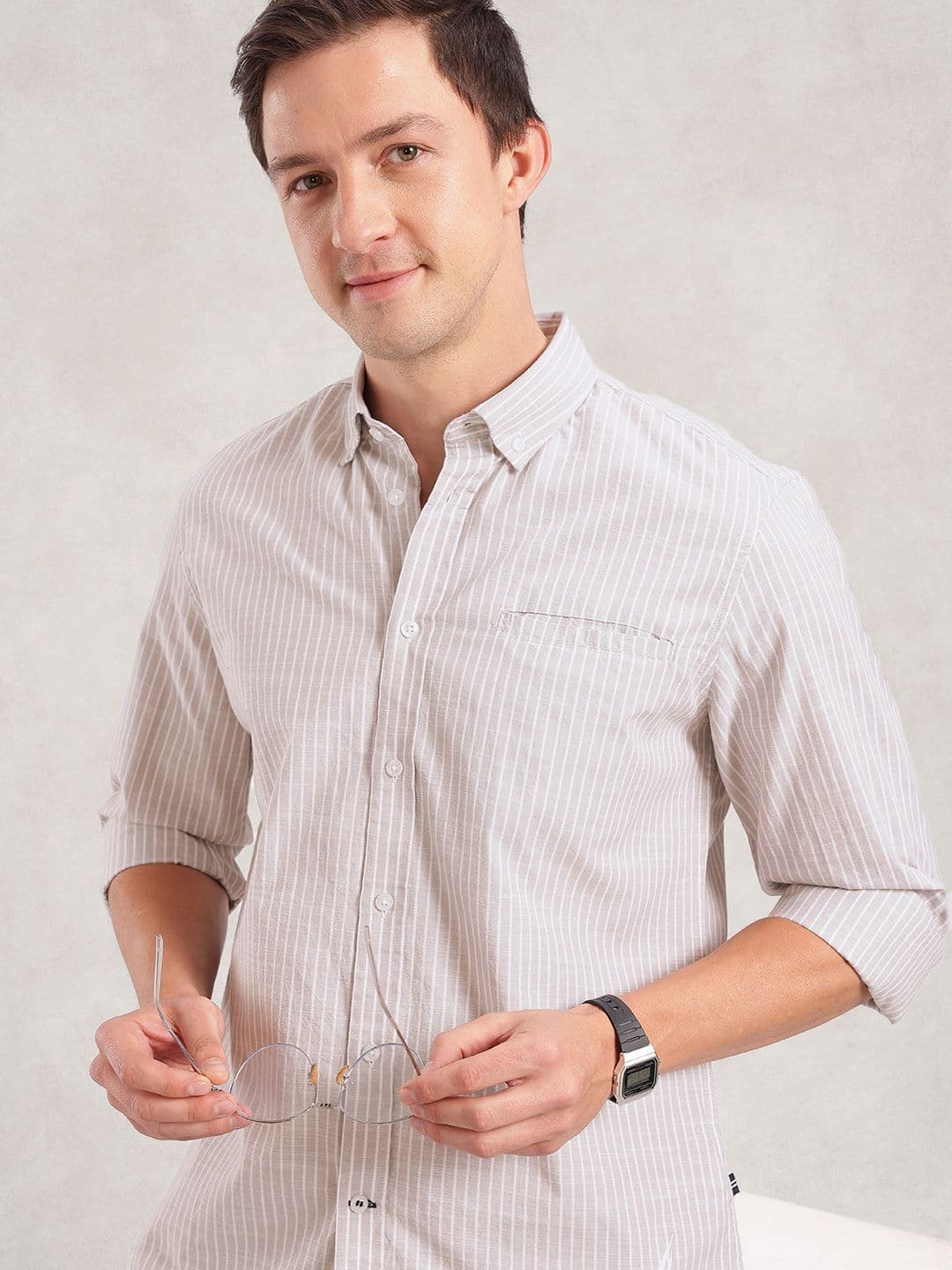 Nautica Men Premium Slim Fit Striped Pure Cotton Casual Shirt - view 1