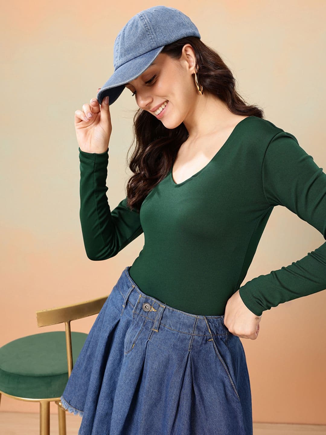 Mast & Harbour V-Neck Long Sleeves Bodysuit - view 1