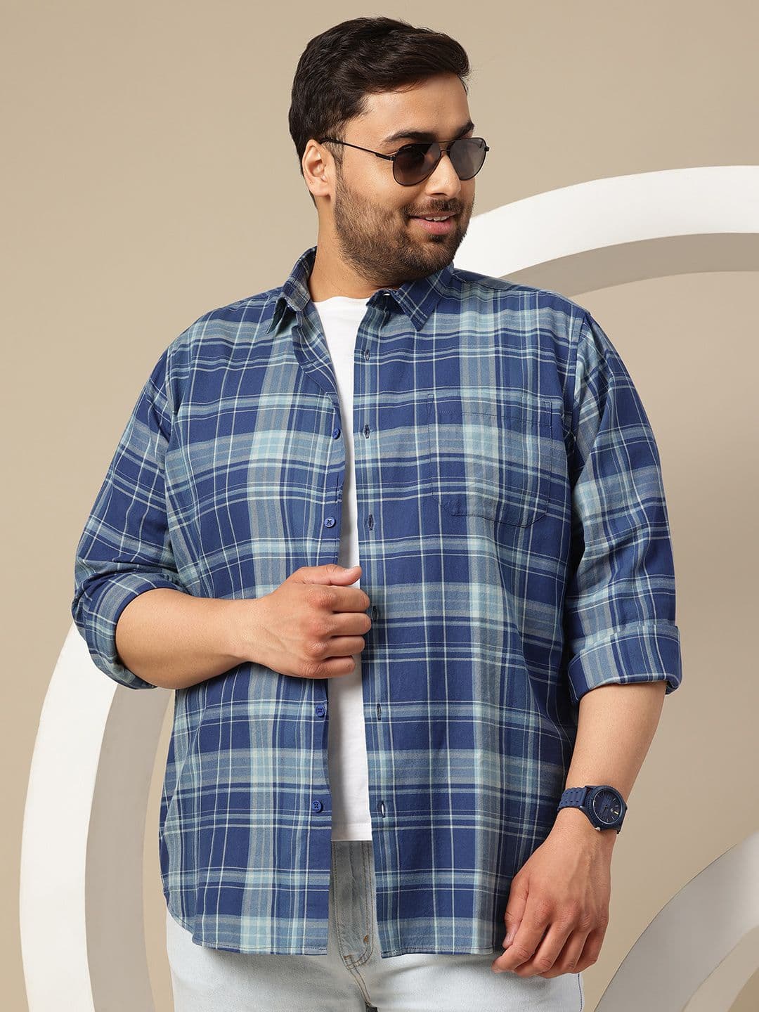 Sztori Plus Size Premium Checked Pure Cotton Casual Shirt - view 1