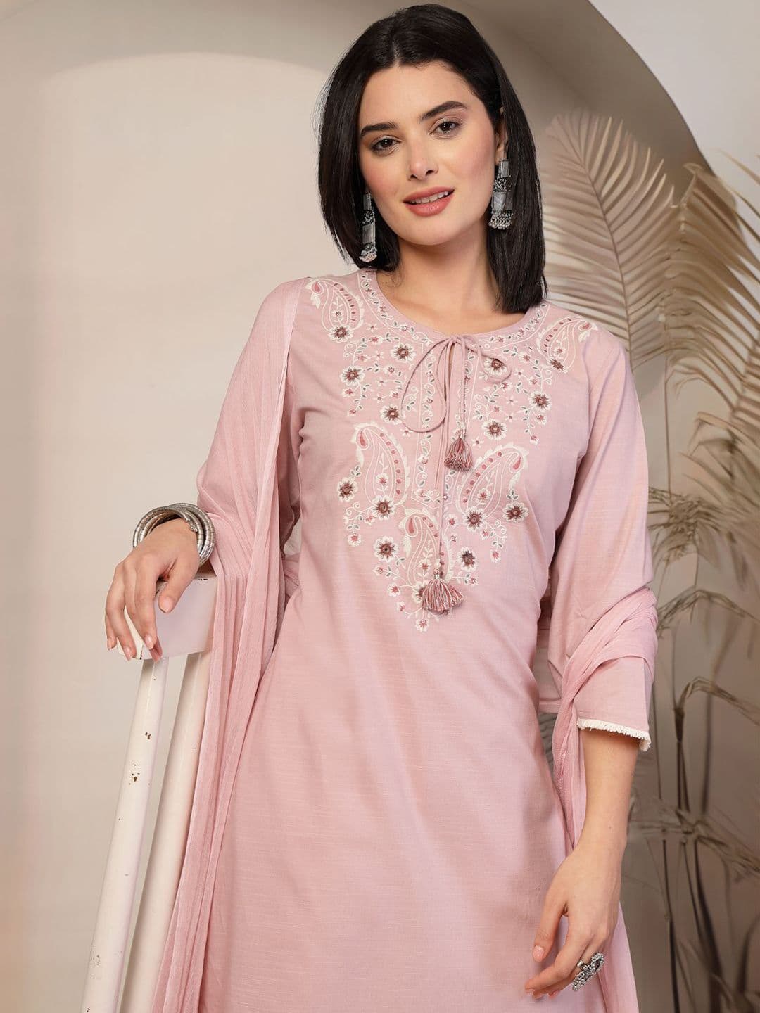 Nayam By Lakshita Women Floral Embroidered Kurta with Trousers & Dupatta - view 1