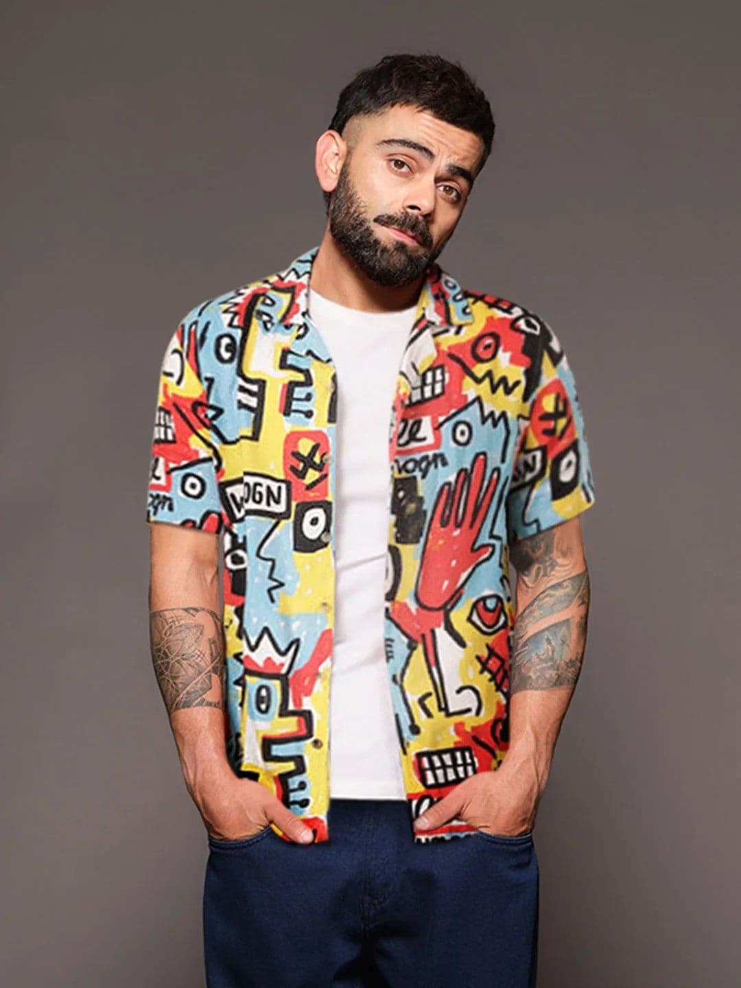 WROGN Men Comfort Fit Cuban Collar Graphic Printed Casual Shirt - view 1