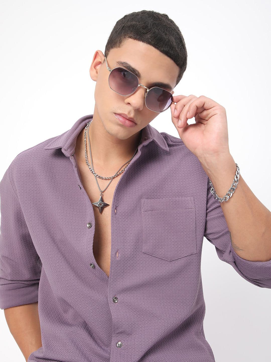VASTRADO Men Classic Fit Spread Collar Textured Casual Shirt - view 1