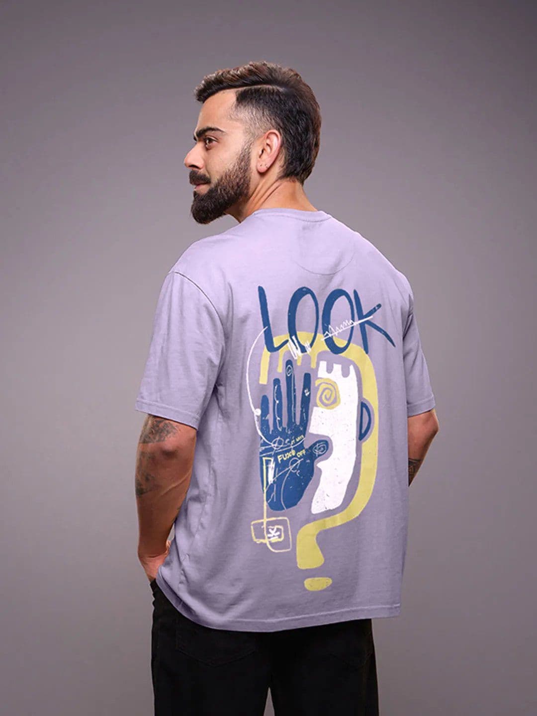 WROGN Men Graphic Printed Round Neck Cotton Oversized T-shirt - view 1