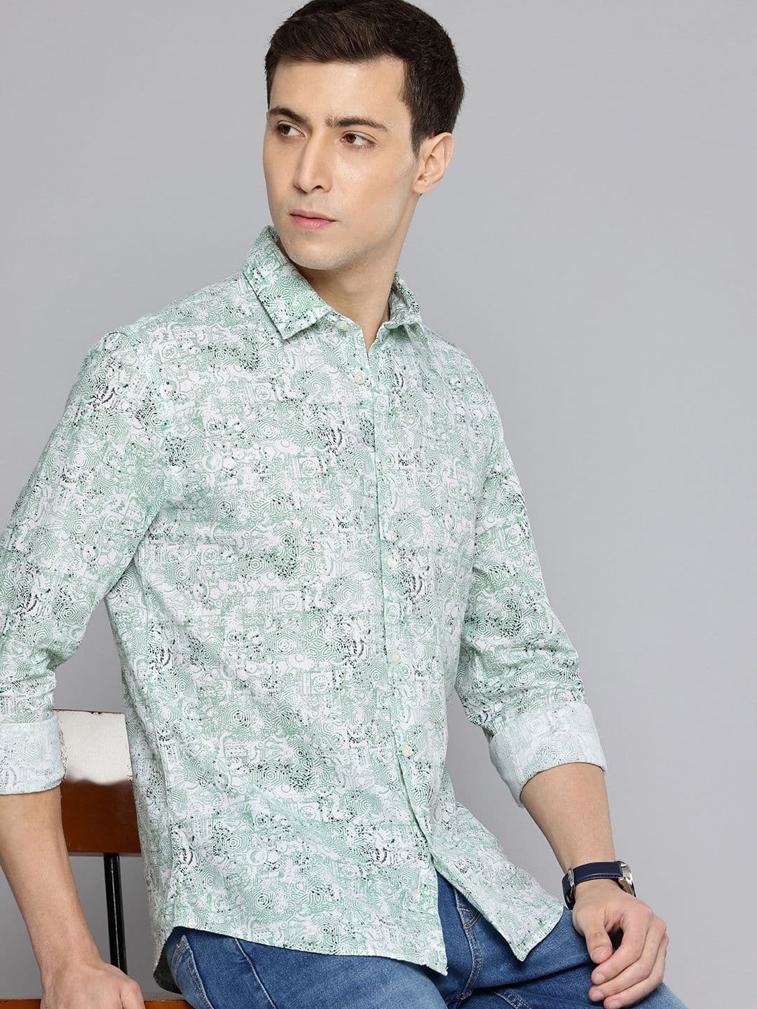 Flying Machine Slim Fit Printed Cotton Linen Casual Shirt - view 1