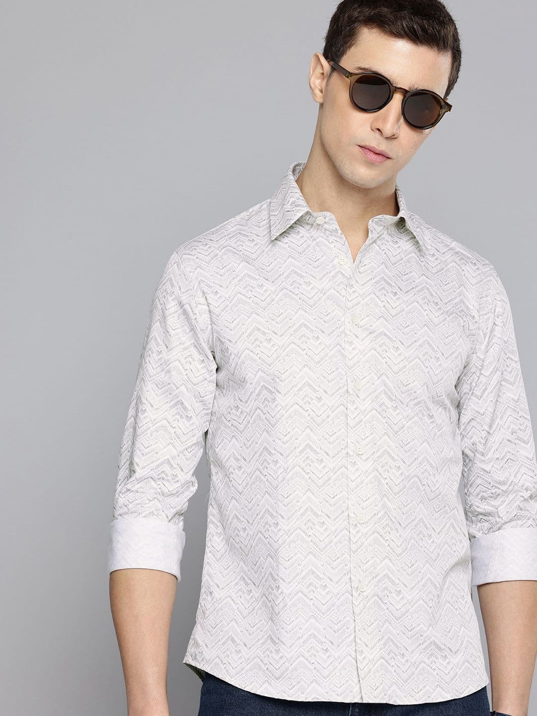 Flying Machine Pure Cotton Slim Fit Geometric Printed Casual Shirt - view 1