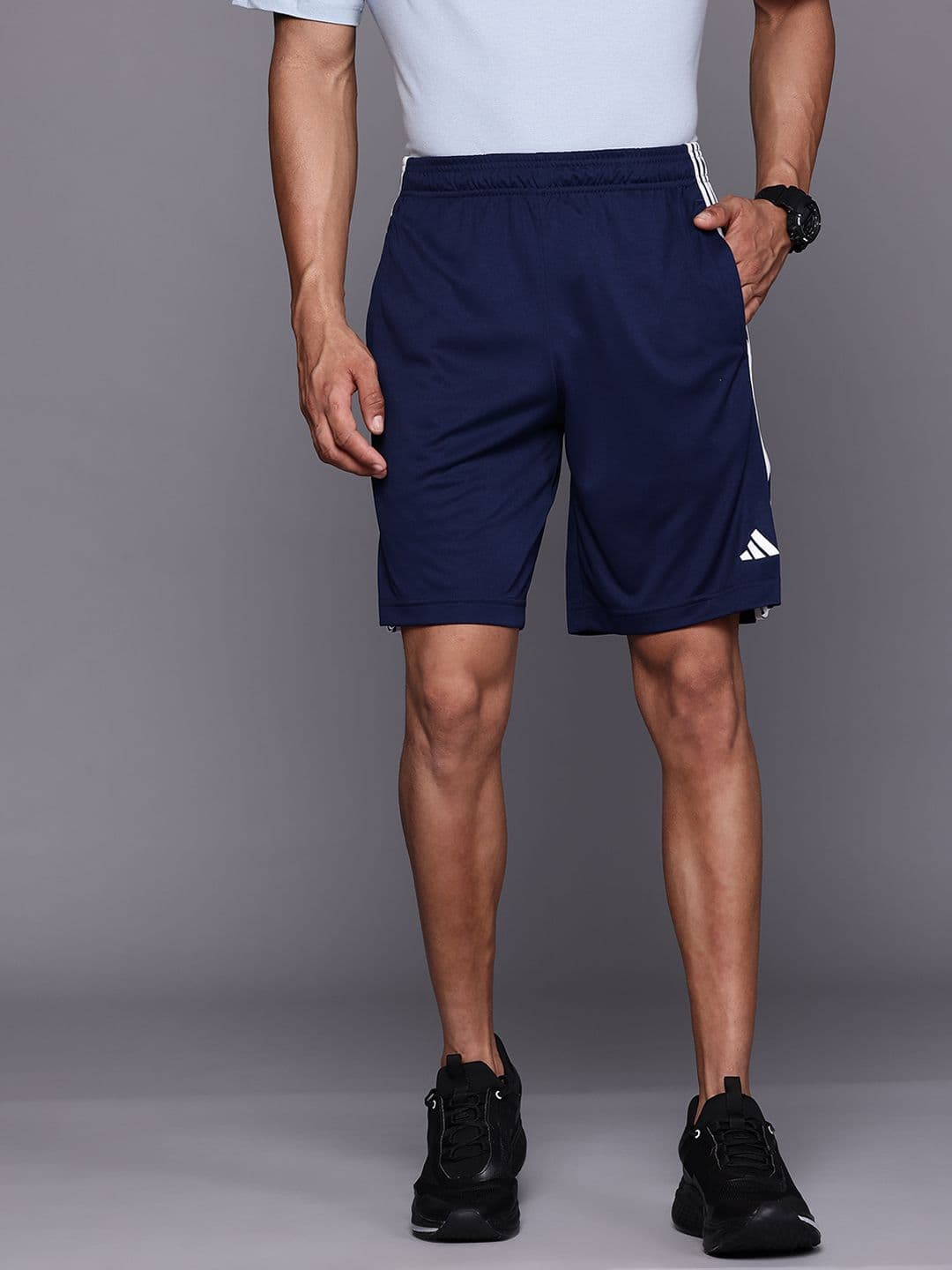 ADIDAS Men Brand Logo Detail 3 Stripes Aeroready Sports Shorts - view 1