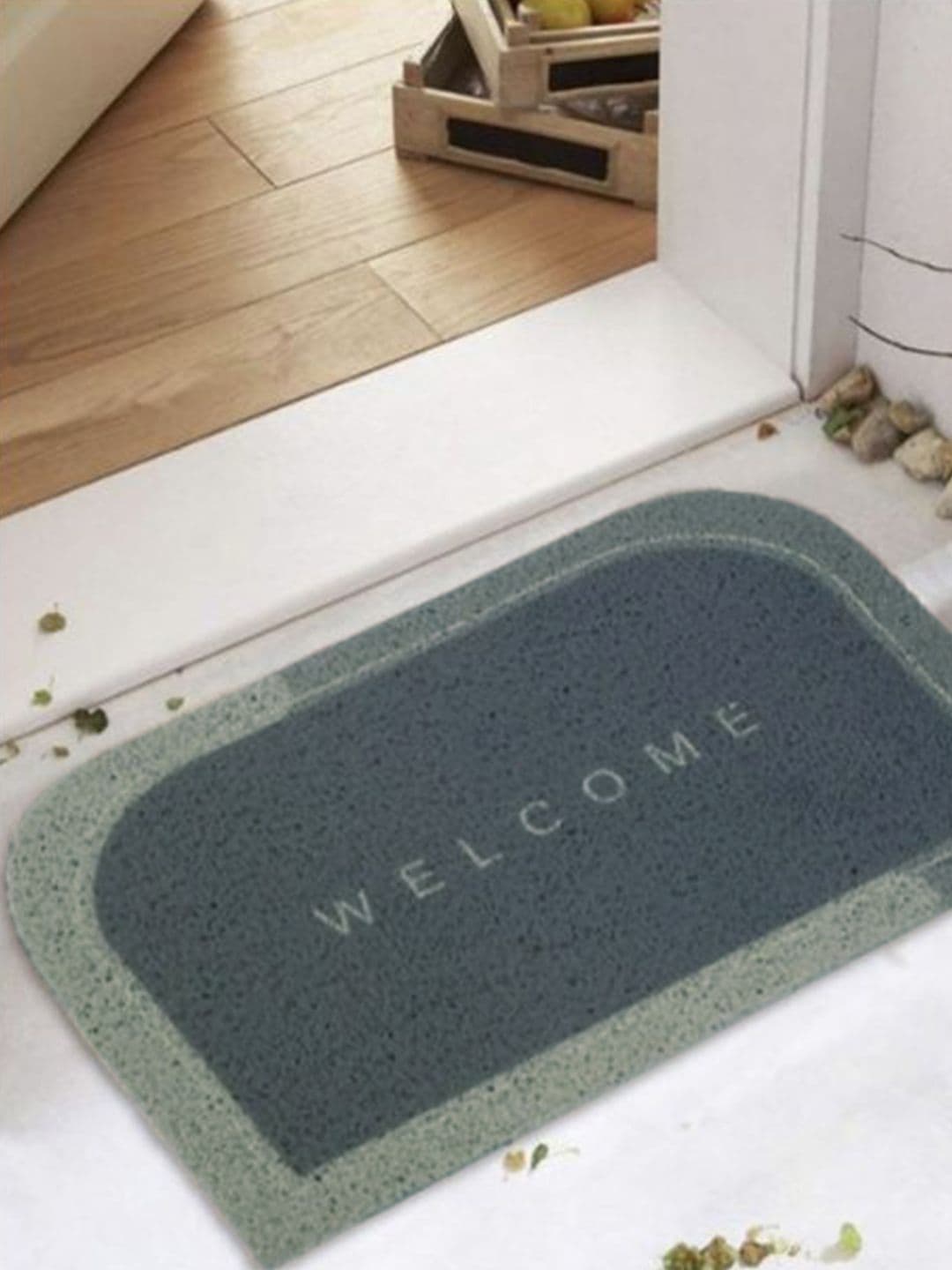 Status Grey & Turq Welcome Printed Anti Skid Noodle Doormat - 75 CM X 40 CM - view 1
