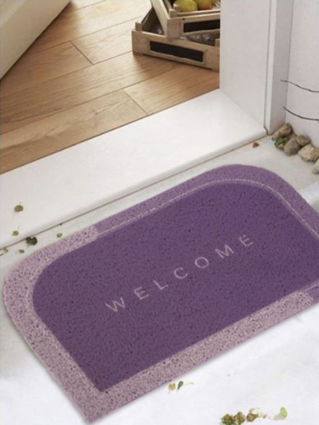Status Lavender and Purple Welcome Printed Anti Skid Noodle Doormat - 75 CM X 40 CM - view 1