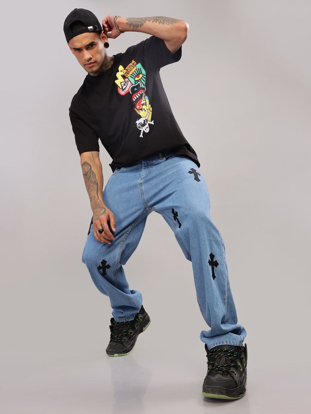 FOUL CHILD Men Light Fade Embroidered Jeans - Baggy - view 1