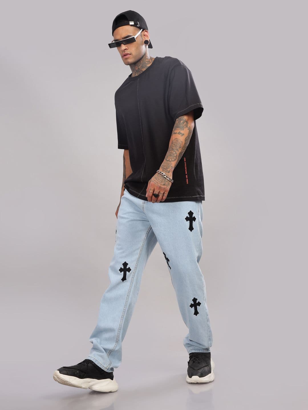 FOUL CHILD Men Heavy Fade Embroidered Jeans - Baggy - view 1