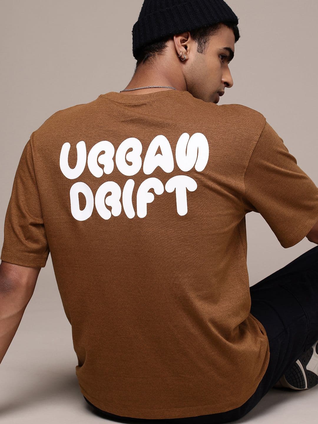 R.Code by The Roadster Life Co. Typography Printed Drop-Shoulder Relaxed Fit T-shirt - view 1