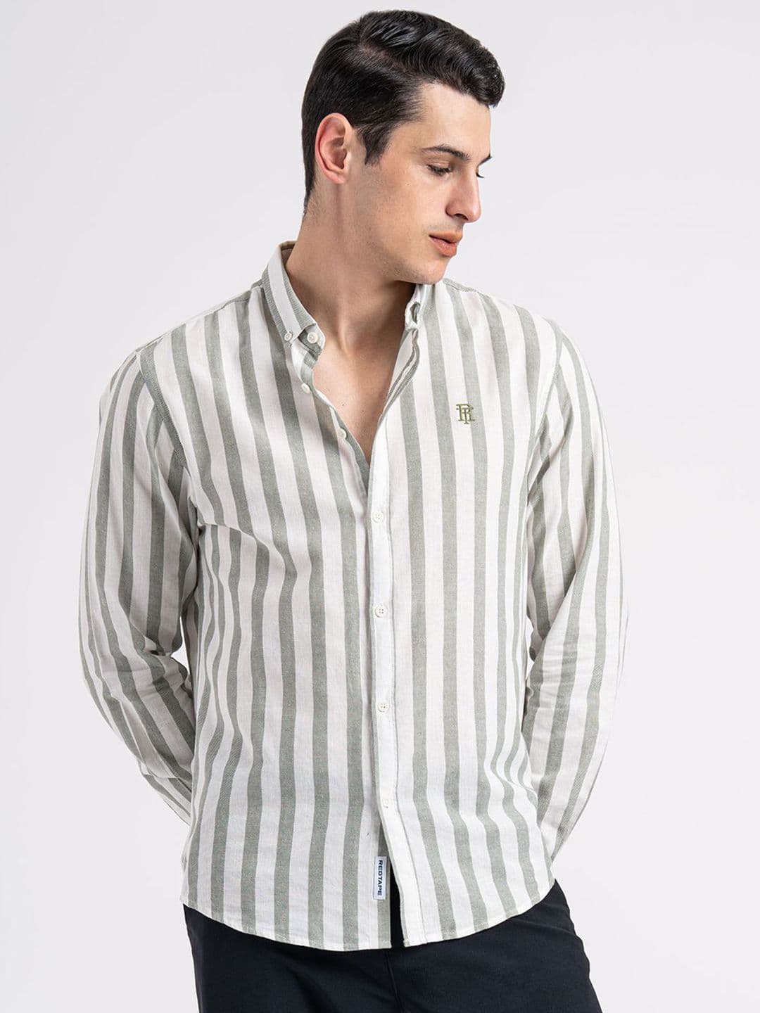 Red Tape Men Pure Cotton Button Down Full Sleeve Oxford Striped Loose Fit Shirt - view 1