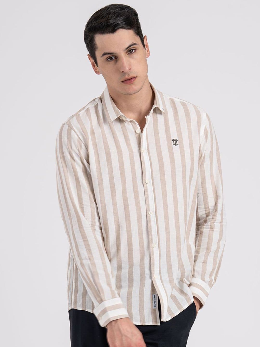 Red Tape Men Pure Cotton Oxford Striped Loose Fit Shirt - view 1