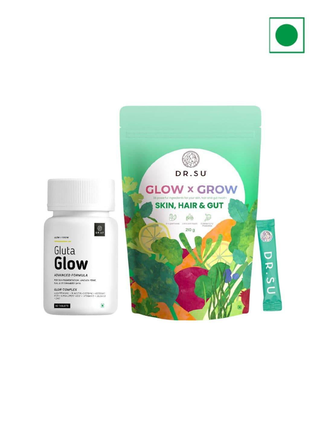 Dr. Su Set Of Gluta Glow Tablet (30 Tab) & Glow x Grow Supplement - 30 Sachets - view 1
