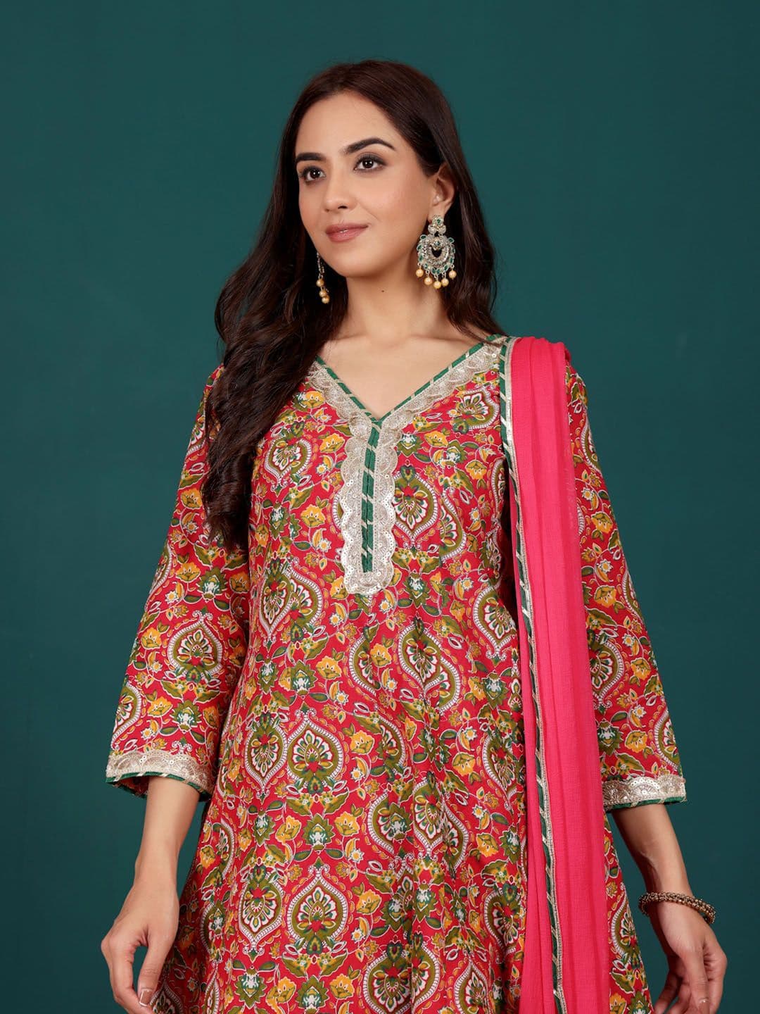 Varanga Women Floral Printed Regular Kurta with Dhoti Pants & With Dupatta - view 1