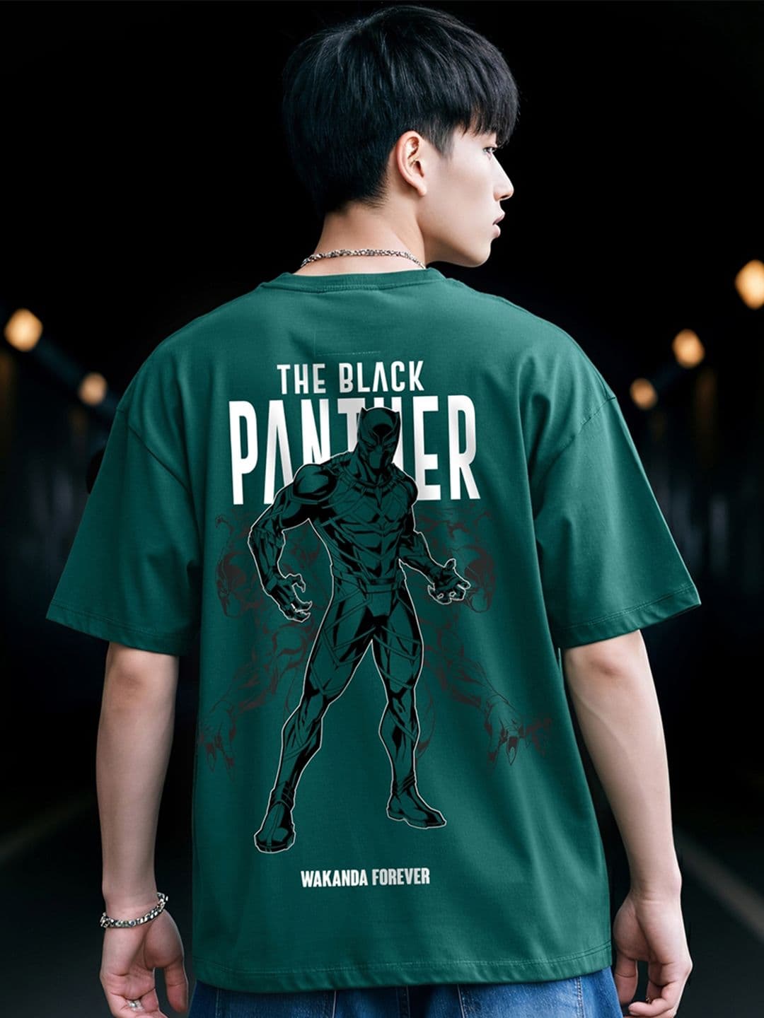 Bewakoof Official Marvel Merchandise Men Wakanda Forever Graphic Printed Oversized T-shirt - view 1