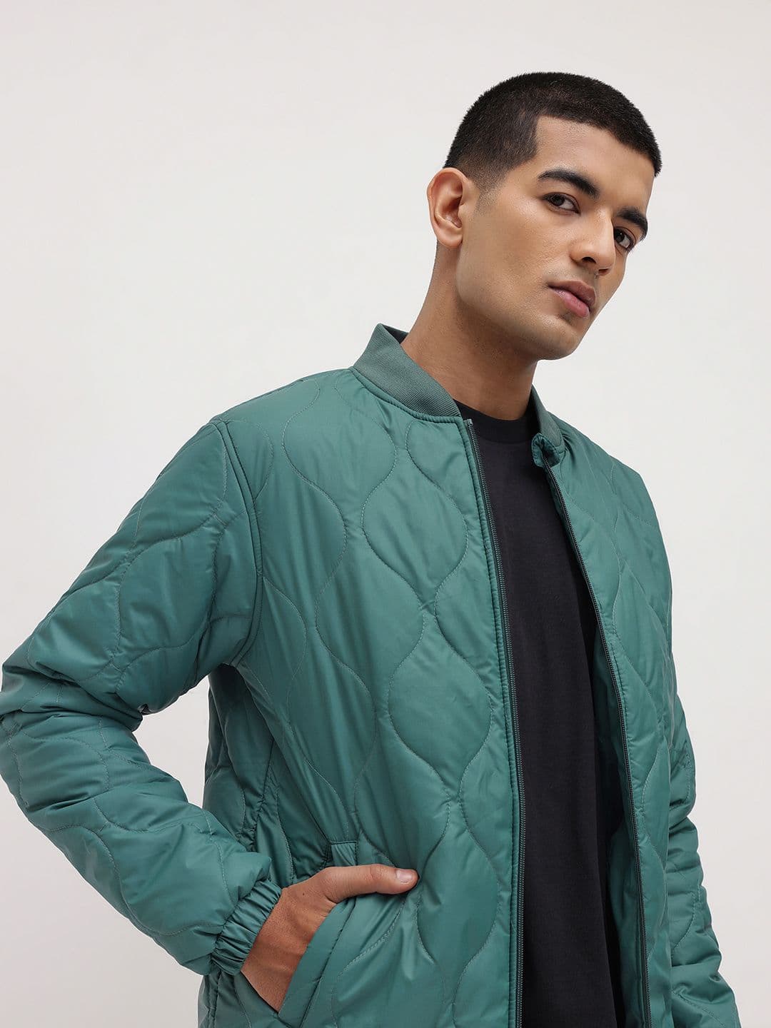 The Roadster Life Co. Stand Collar Regular Fit Quilted Jacket - view 1