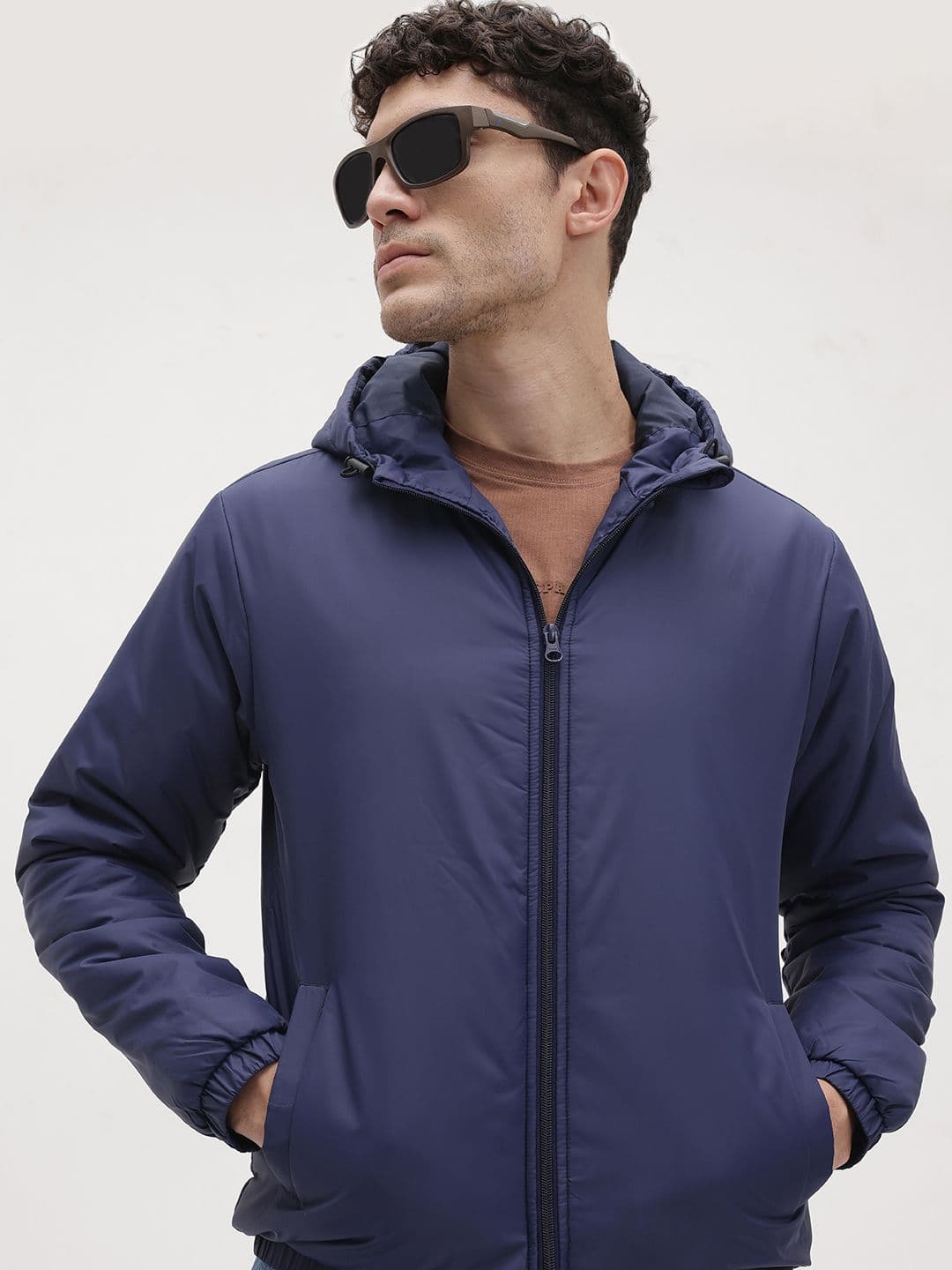 The Roadster Life Co. Men Solid Hooded Bomber Jacket - view 1