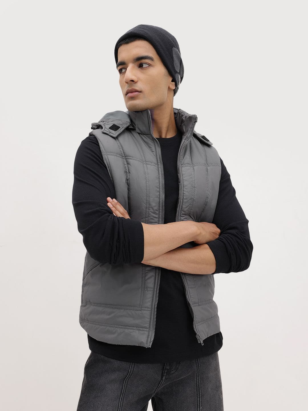 The Roadster Life Co. Gilet Jacket with Detachable Hood - view 1
