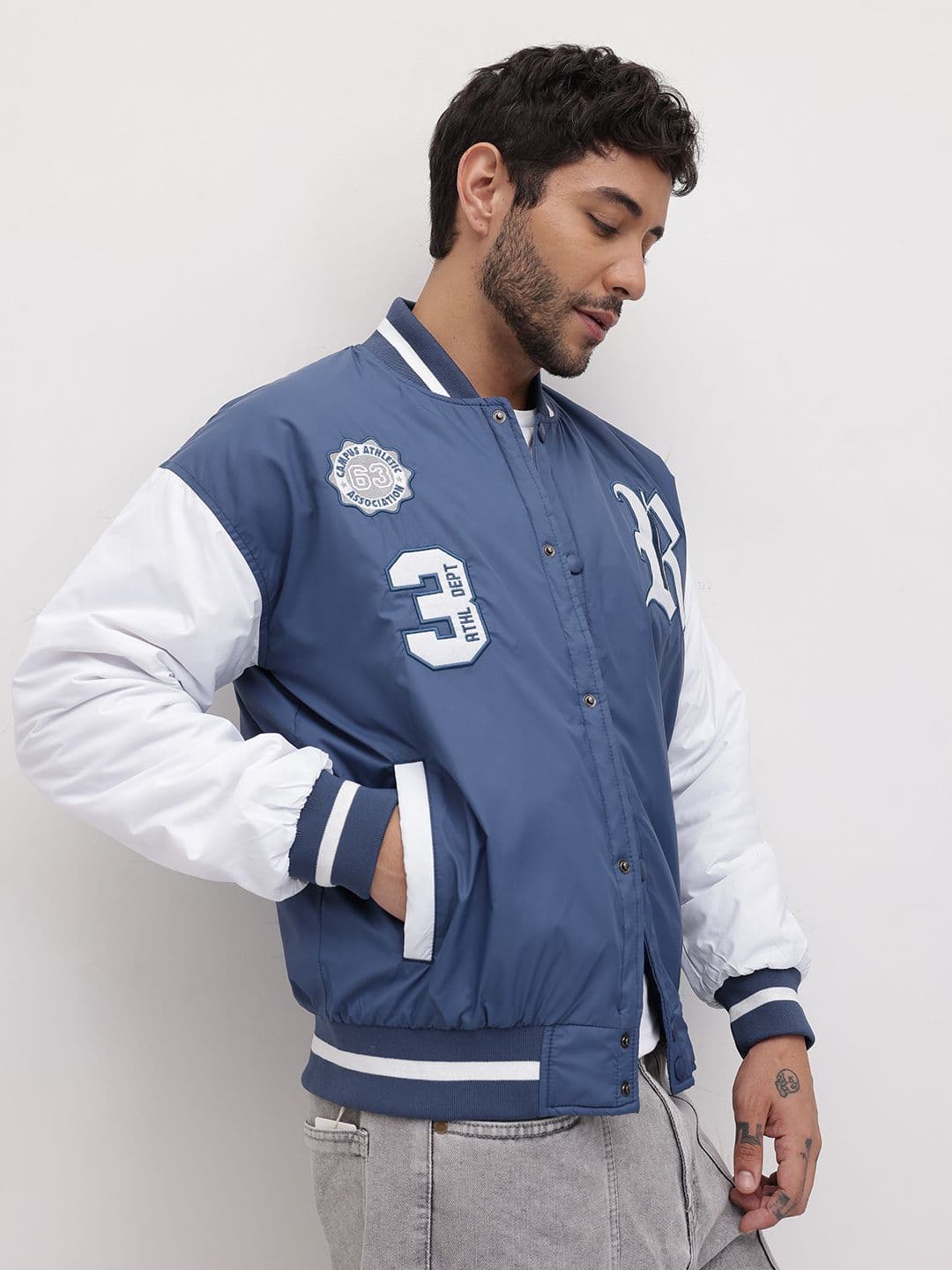 The Roadster Life Co. Men Applique Varsity Jacket - view 1
