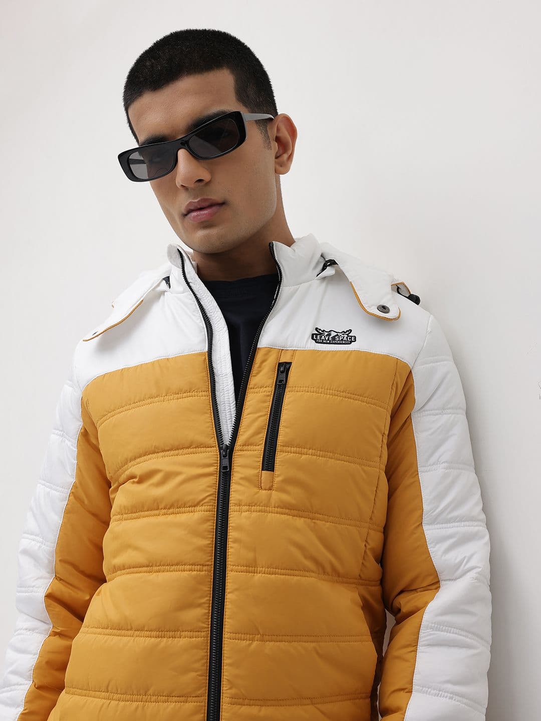 The Roadster Life Co. Colourblocked Padded Jacket with Detachable Hood - view 1