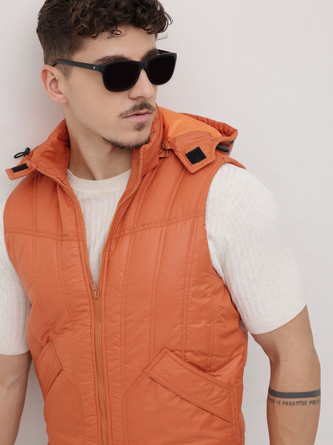 The Roadster Life Co. Mock Collar Gilet With Detachable Hood - view 1
